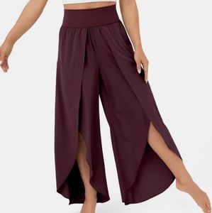 Halara Breezeful High Waisted Palazzo Flowy Split Wide Leg Pants Medium Dark Red